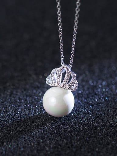 S925 Silver Small Crown Pearl Necklace