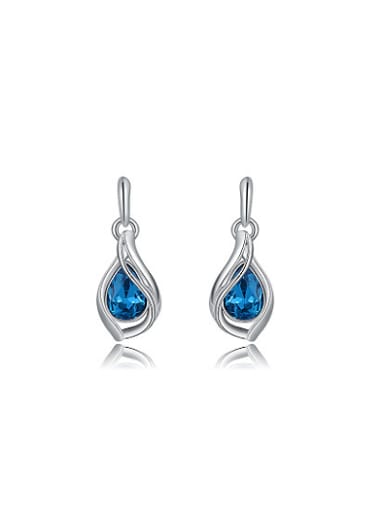 Blue Geometric Shaped Austria Crystal Drop Earrings
