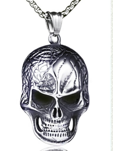 Stainless Steel With Gun Plated Personality Skull Necklaces