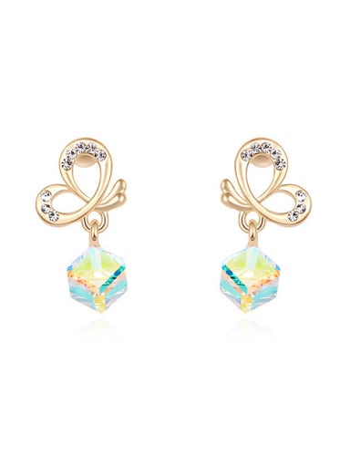 custom Fashion Butterfly Cubic austrian Crystals Alloy Stud Earrings