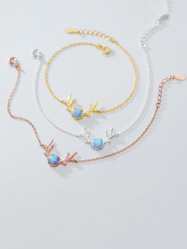 925 Sterling Silver With Gold Plated Simplistic Antlers Bracelets