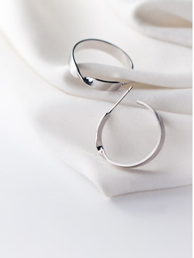 925 Sterling Silver With Silver Plated Simplistic Bowknot C-shaped Stud Earrings