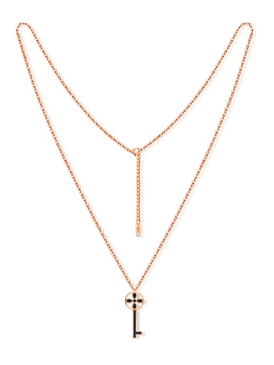 Simple Key Rose Gold Plated Titanium Sweater Chain