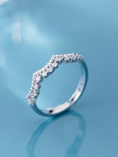 925 Sterling Silver With Platinum Plated Simplistic Lace edge free size Rings
