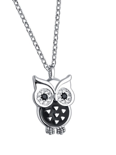 925 Sterling Silver With  Enamel  Cute Retro owl  Necklaces