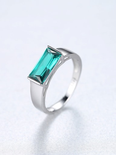 Sterling Silver square Green zircon ring