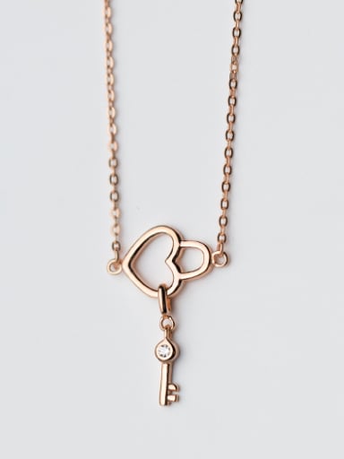 Elegant Rose Gold Plated Heart Shaped S925 Silver Necklace