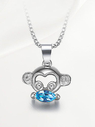 Blue Crystal Monkey-shaped Necklace