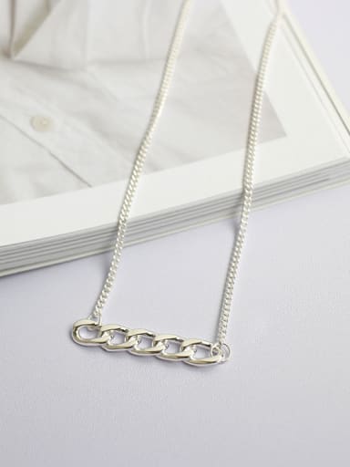 Simple Short Chain Pendant Silver Necklace