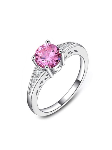Exquisite Pink Cubic Zircon Copper Ring