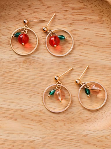 Alloy With Rose Gold Plated Simplistic Round Cherry Drop Earrings
