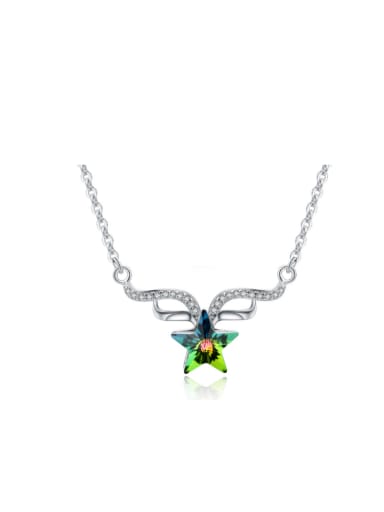Micro Pave Angel Wings Star Crystal Necklace