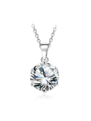 18K White Gold Austria Crystal Round Shaped Necklace