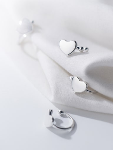 925 Sterling Silver With Silver Plated Simplistic Heart Clip On Earrings