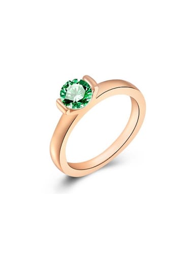High-quality Green  Rose Gold Swiss Zircon Ring