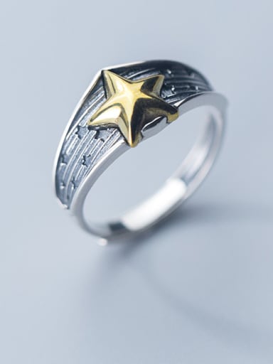 925 Sterling Silver With Antique Silver Plated  Pentagram  Free Size  Rings