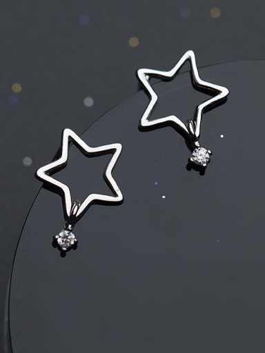 Shimmering Hollow Star Shaped Zircon Stud Earrings
