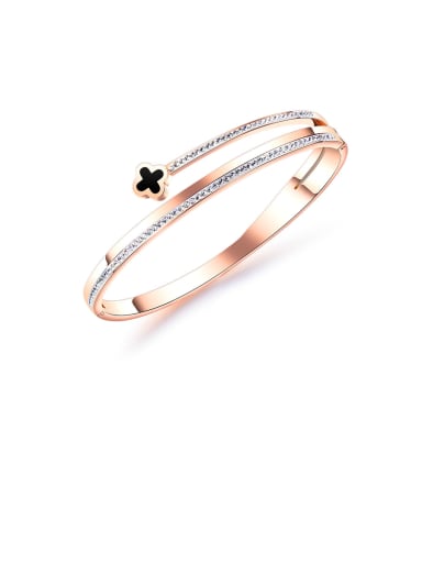 Stainless Steel With Rose Gold Plated Simplistic Flower Bangles