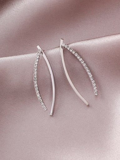 Alloy With Platinum Plated Simplistic Micro-inlaid Line Curved Earrings
