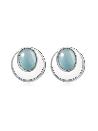 Elegant Round Shaped Opal Stone Stud Earrings
