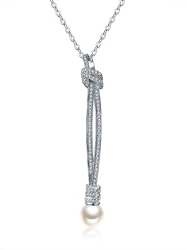 New micro-inlay AAA zircon long imitation pearl necklaces