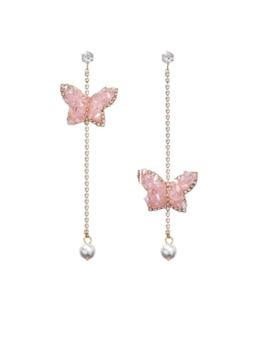 Alloy With Rose Gold Plated Simplistic Butterfly Tassel Earrings