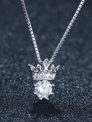 925 Sterling Silver With Platinum Plated Personality Crown Necklaces