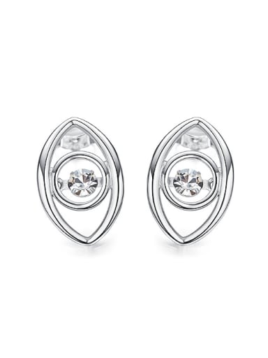 Personalized Cubic Rotational Zircon Eye shaped 925 Silver Stud Earrings