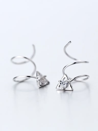 Exquisite Triangle Shaped Rhinestones S925 Silver Drop Earrings