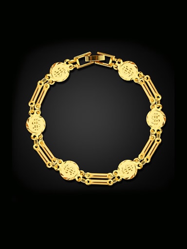 18K Gold Plated Flat Round Bracelet