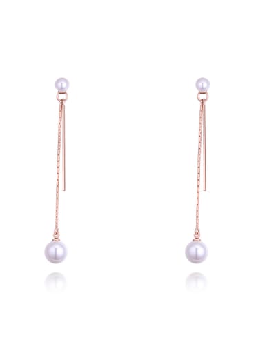 Simple Imitation Pearls Alloy Plating Drop Earrings