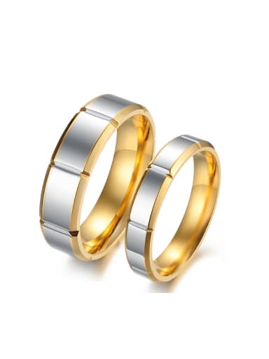 Simple Gold Plated Titanium Lovers Ring
