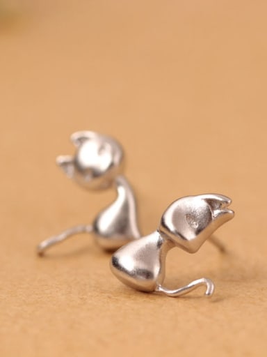 Lovely Cats Silver Stud Earrings