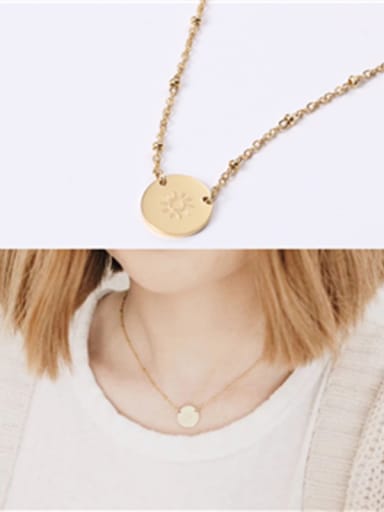 Titanium With Gold Plated Simplistic  Smooth  Round Necklaces