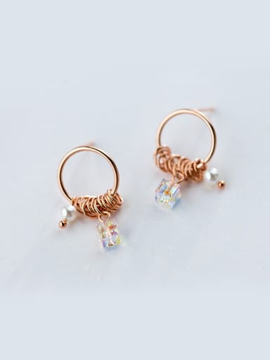 Exquisite Rose Gold Plated Square Shaped Zircon Stud Earrings