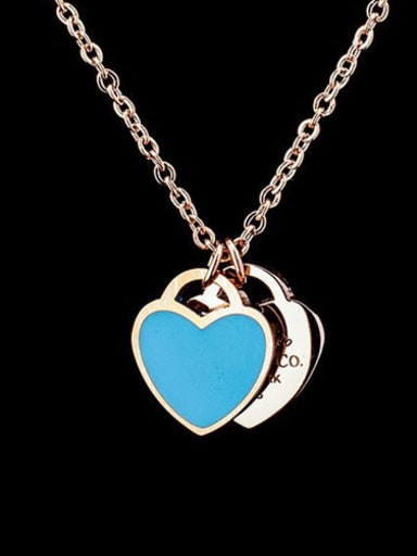 Double Heart Enamel Color Hot Selling Women Necklace