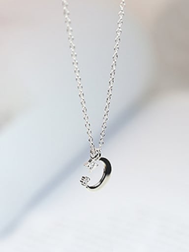 Little Moon Zircon Silver Necklace
