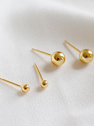 925 Sterling Silver With 18k Gold Plated Classic Ball Stud Earrings