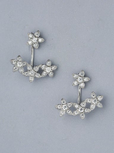 Exquisite Flower Shaped Zircon Drop Earrings