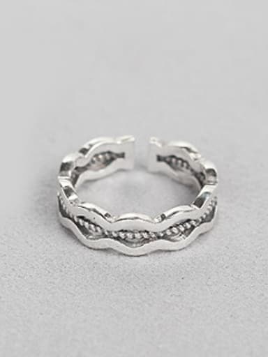 Retro Silver Wave Opening Ring
