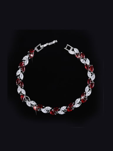 red 17.8Cm Fashion AAA Zircon Leave-shape Bracelet