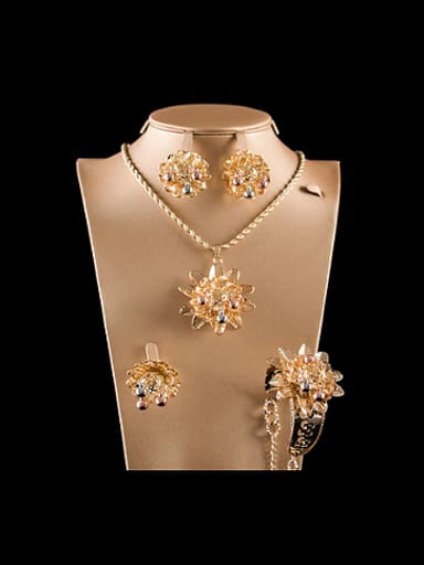 2018 2018 Flower Colorfast Four Pieces Jewelry Set