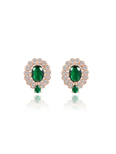 Green Geometric Shaped AAA Zircon Stud Earrings
