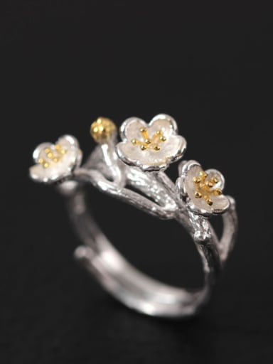 Flowers S925 Silver Adjustable Ring