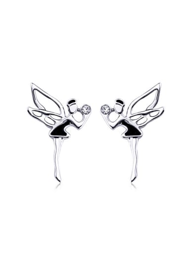 18K White Gold Butterfly Shaped Austria Crystal stud Earring