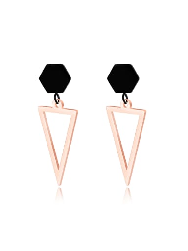 Fashion Hollow Triangle Titanium Stud Earrings