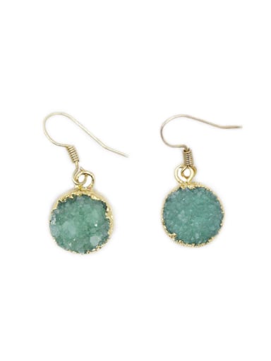 Simple Natural Green Crystal Round Earrings