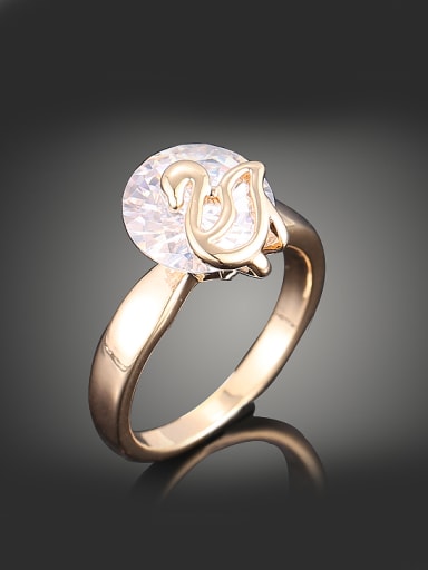 Simple Gold Plated Cubic Zircon Copper Ring