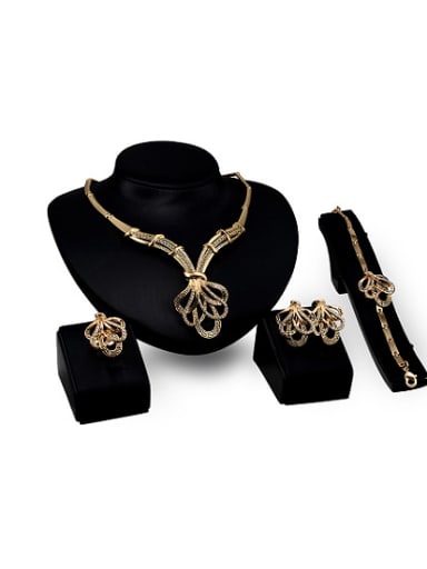 2018 2018 2018 2018 2018 2018 2018 Alloy Imitation-gold Plated Vintage style Rhinestones Four Pieces Jewelry Set