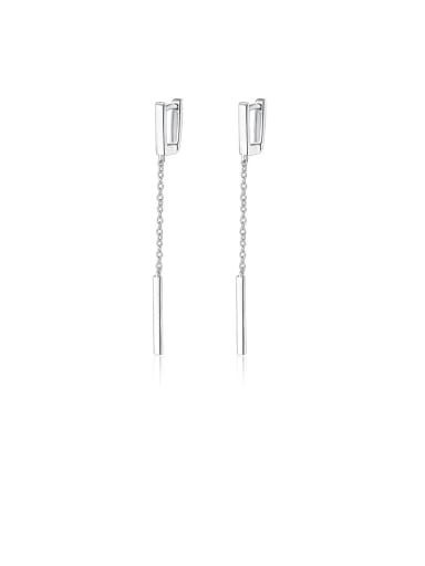 925 Sterling Silver With Platinum Plated Simplistic Fringe Tassel  Earrings